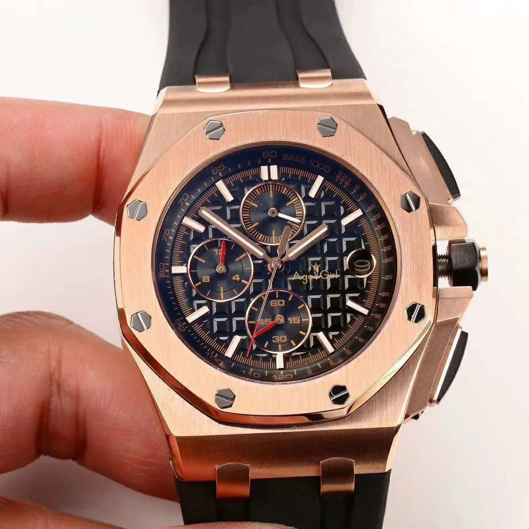 

Luxury Brand New Quartz Chronograph Men Watch Stopwatch Lebron James Sapphire Crystal Watches Rose Gold Black Blue Rubber AAA+