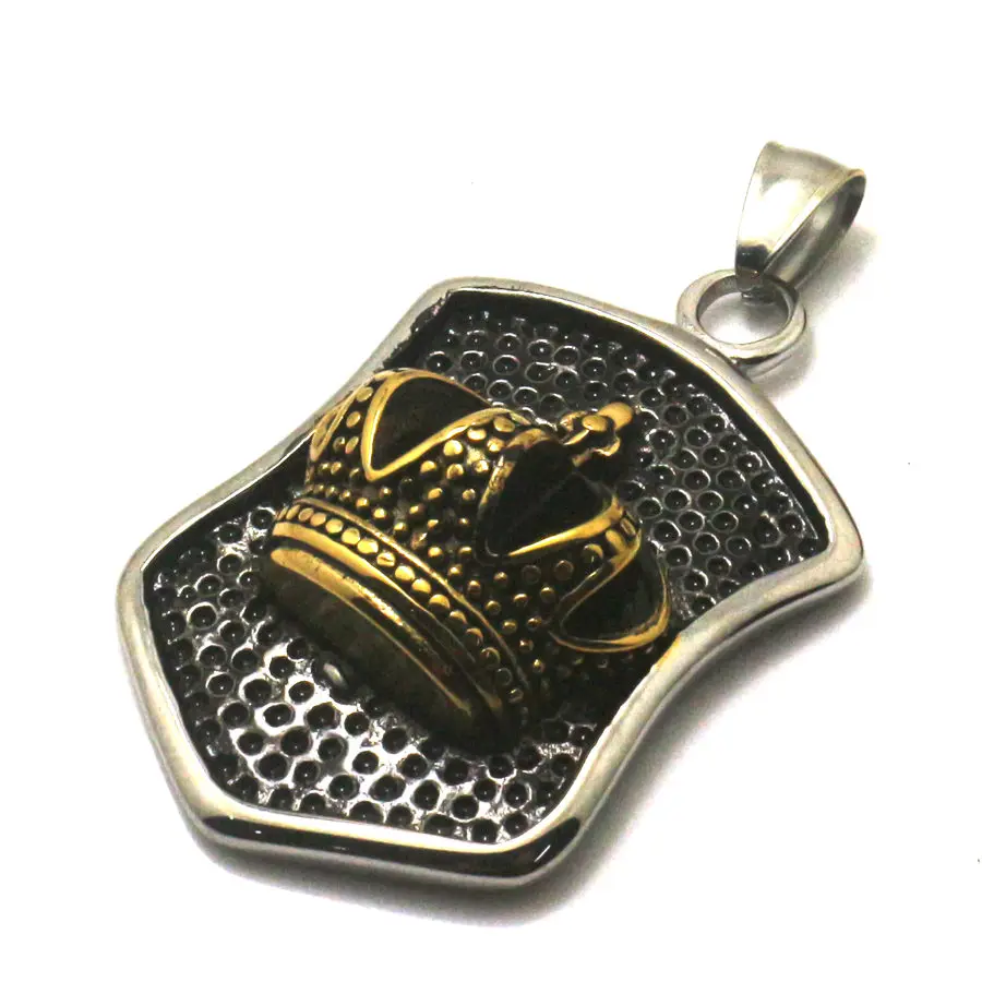 

Men 316L Stainless Steel Cool Punk Gothic Golden Crown Pendant