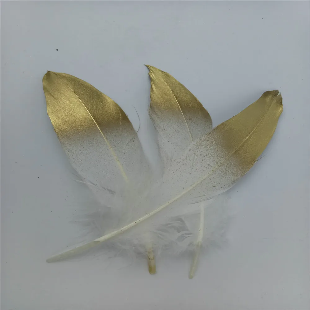 24 Pieces Natural Goose Feather for DIY Crafts Hat Making Paty Decoration 15-20cm White and Gold