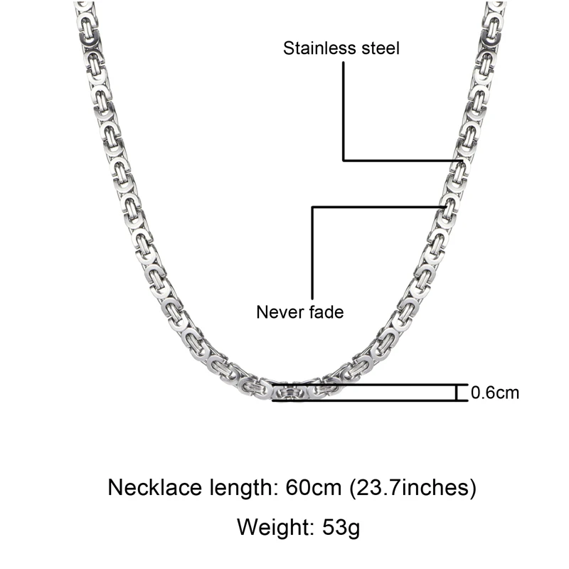 Хип хоп ширина 6 мм нержавеющая сталь Золото Серебро византийский звено цепи ожерелье 316L нержавеющая для мужчин ювелирные изделия Прямая поставка