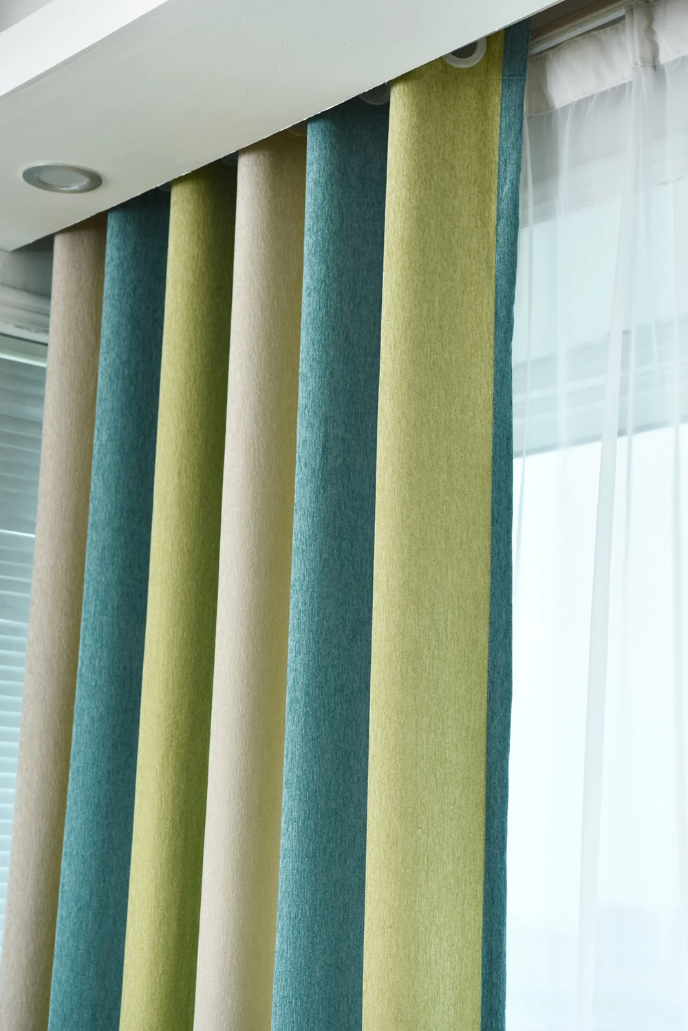 Color Splicing Blackout Window Curtain