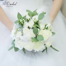 PEORCHID цвета слоновой кости Розы Цветы Свадебный букет Fleurs Mariage великолепные свадебные аксессуары искусственный букет невесты