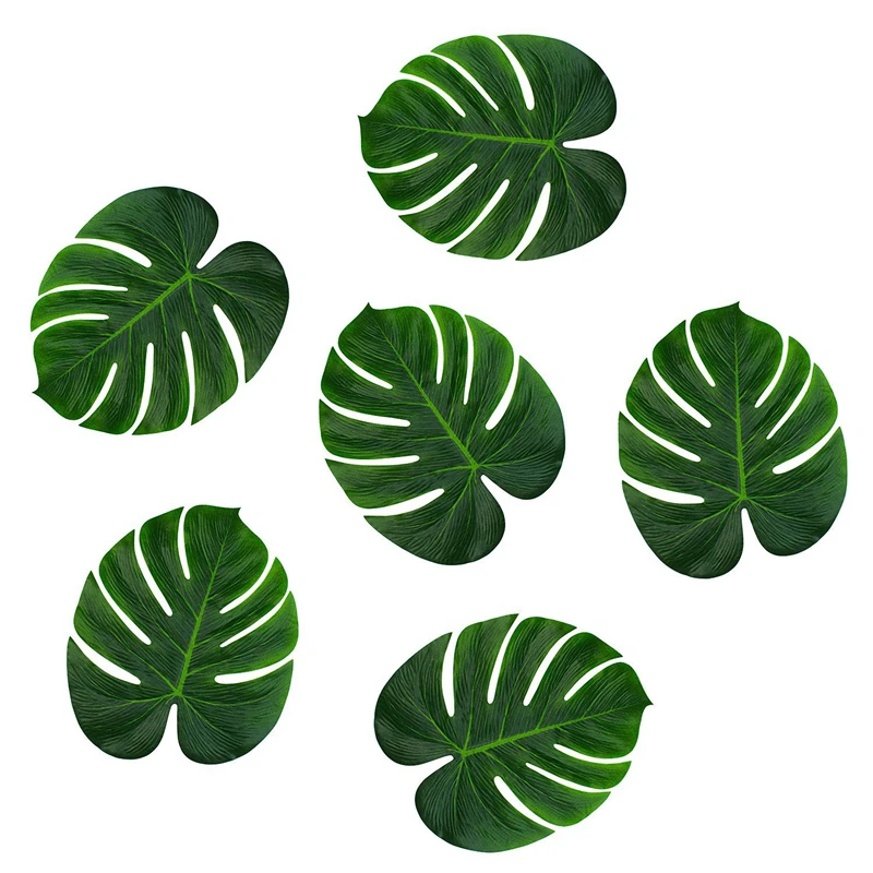 12PCS Large Artificial Leaves Tropical Palm Tree Silk Green Fake Palm Leaf Table Placemats Wedding Decoration Party Hawaiian,B