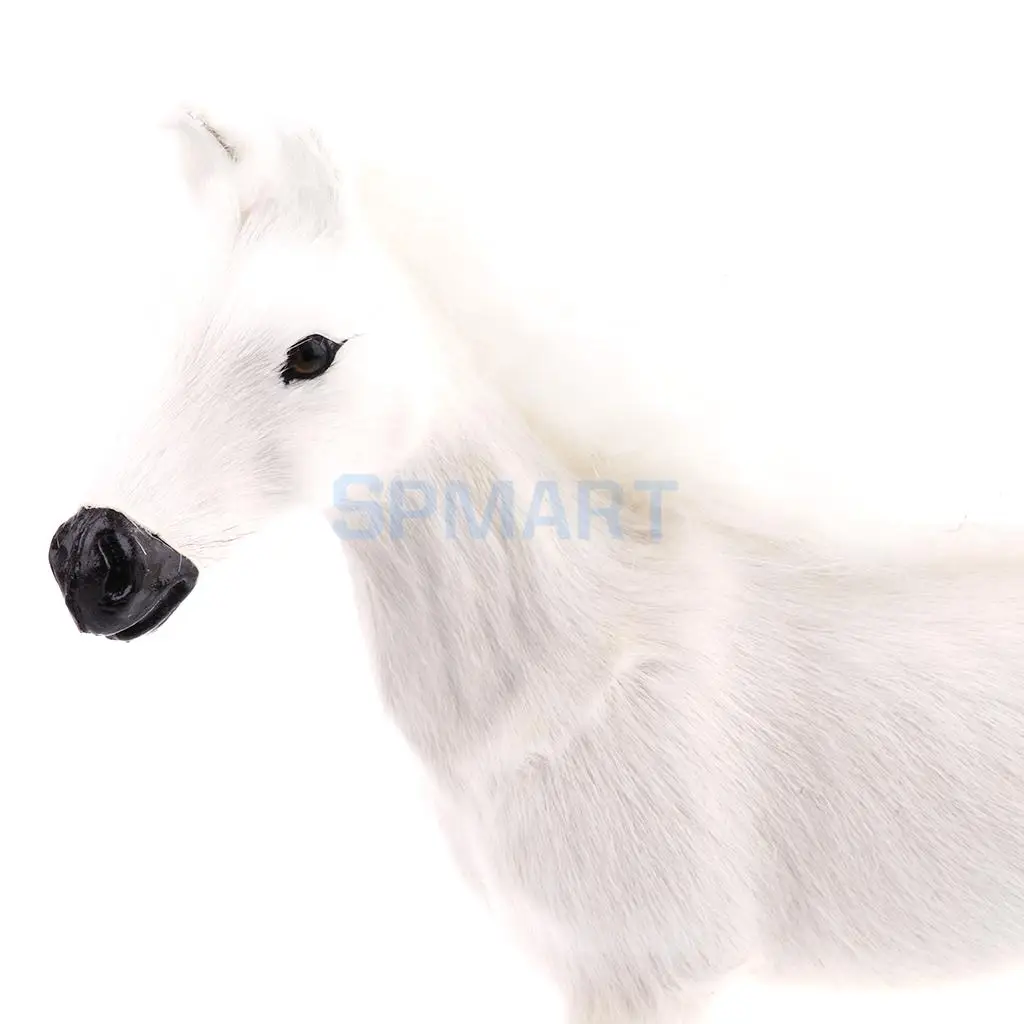 Lifelike Simulation Plush Stuffed Horse Animals Model Figure Plush Figures Soft Toy Home Decoration White