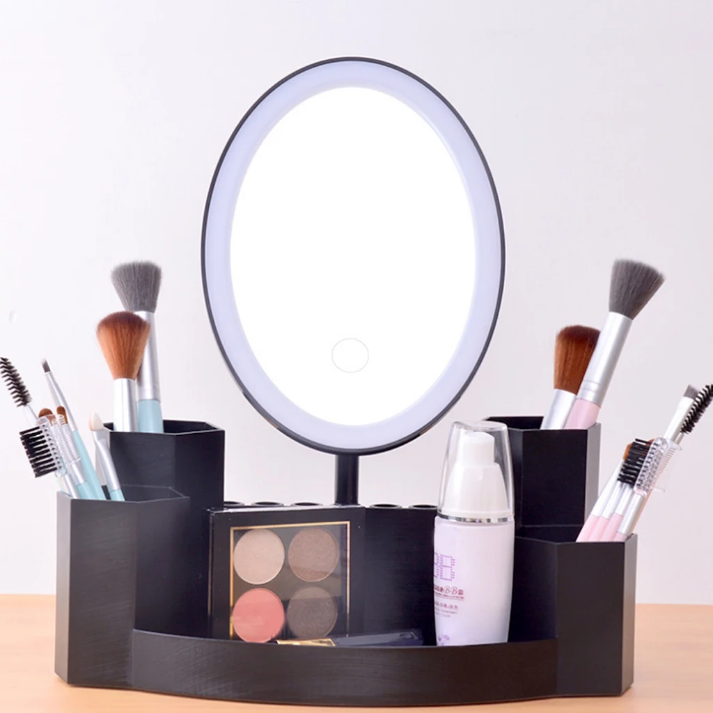 MagiDeal Adjustable Angle Premium Makeup Mirror With LED Lights Cosmetic Mirror Make Up Organizer Stand