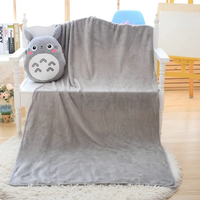 3 в 1 многофункциональная плюшевая подушка с рисунком Тоторо с одеялом, теплая подушка для рук Тоторо, детское одеяло для сна, аниме фигурка, игрушка - Цвет: Grey totoro