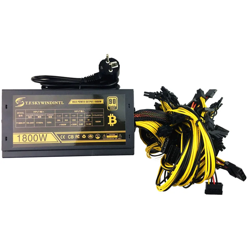 T. f. SKYWINDINTL 1800 واط ATX PC امدادات الطاقة PSU Ethereum مينر امدادات الطاقة Bitcoin عمال المناجم دعم 6 بطاقة الرسومات التعدين آلة