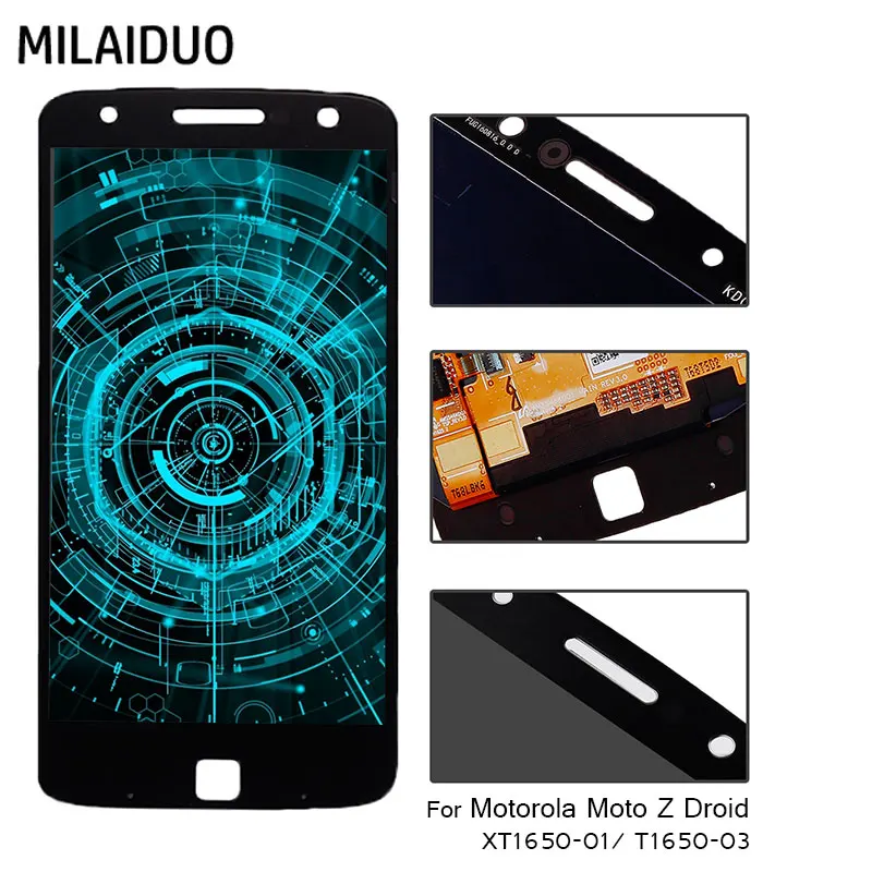 AMOLED для Motorola Moto Z Droid XT1650 01 03 ЖК дисплей OLED сенсорный экран дигитайзер черный без