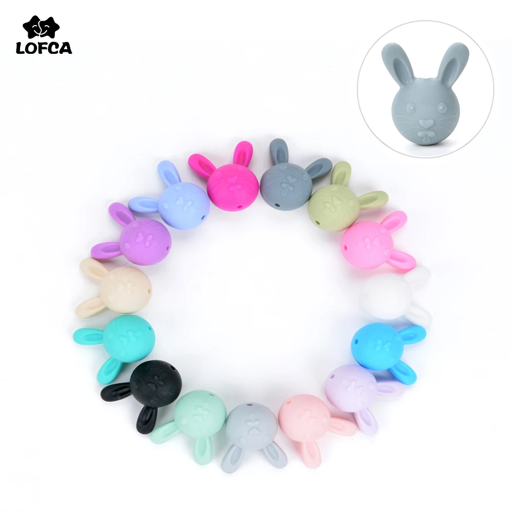 

Rabbit Teething Beads Silicone BPA Free wholesale 50pcs/lot Baby Teethers Bunnies Silicone Beads Animal For Necklace Dental Care