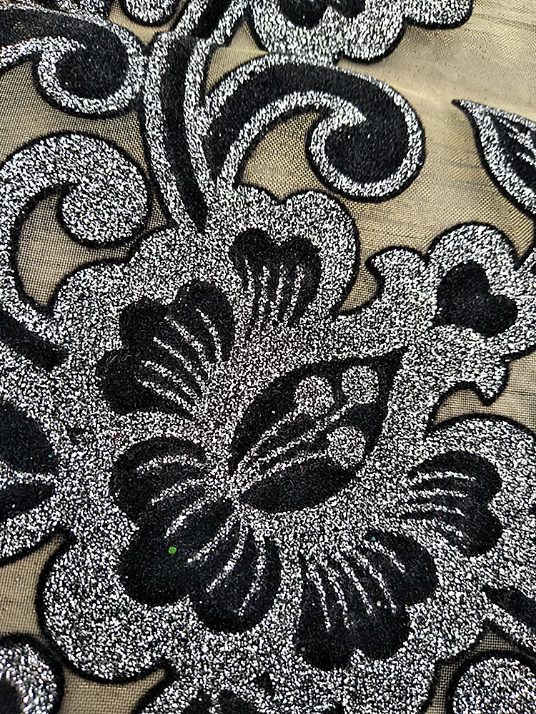 Luxury glitter Black square Tablecloth embroidery lace kitchen tea coffee Table Cover cloth Christmas New Year Wedding decor