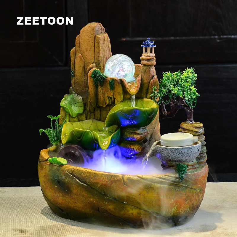 

110V-220V Rockery Decor Natural Resin Water Fountain Waterscape Humidifier for Home Feng Shui Decoration Ornament Crafts As Gift