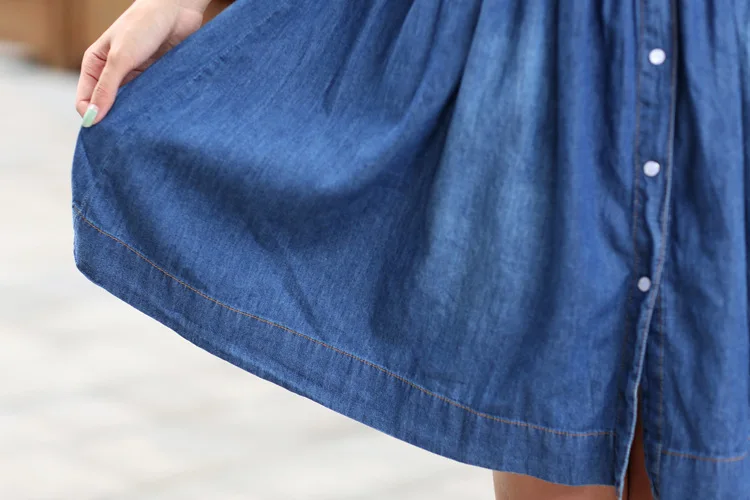 Высокое качество Весенняя и осенняя одежда размера плюс женское джинсовое платье Элегантное тонкое Ковбойское Повседневное платье