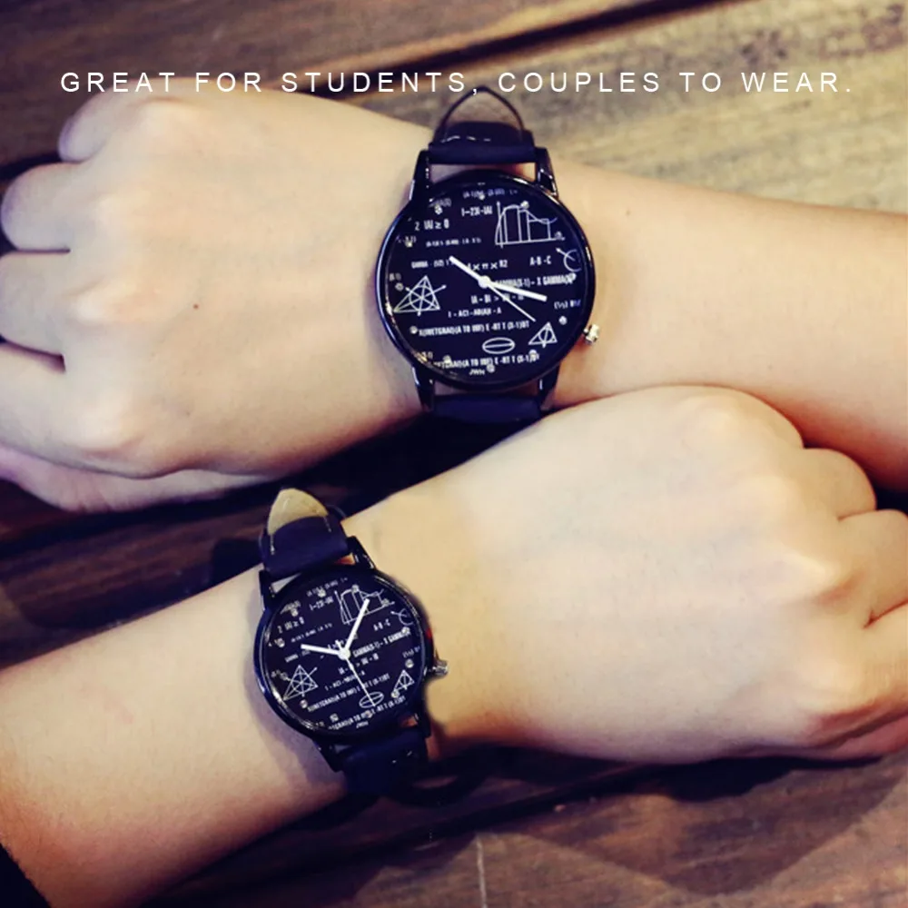Fashion Creative Mathematical Formulas Pattern Watch Lovers Unique Dial Quartz Casual Wristwatch Men Women Gift Clock Relojes Fashion Creative Mathematical Formulas Pattern Watch Lovers Unique Dial Quartz Casual Wristwatch Men Women Gift Clock Relojes