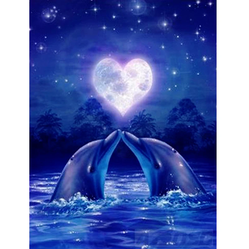 

Lifyy 5d Diy Diamond Painting Full Drill Square Round Diamond Art Diamond Painting Cross Stitch Diamond Painting Dolphin Couple