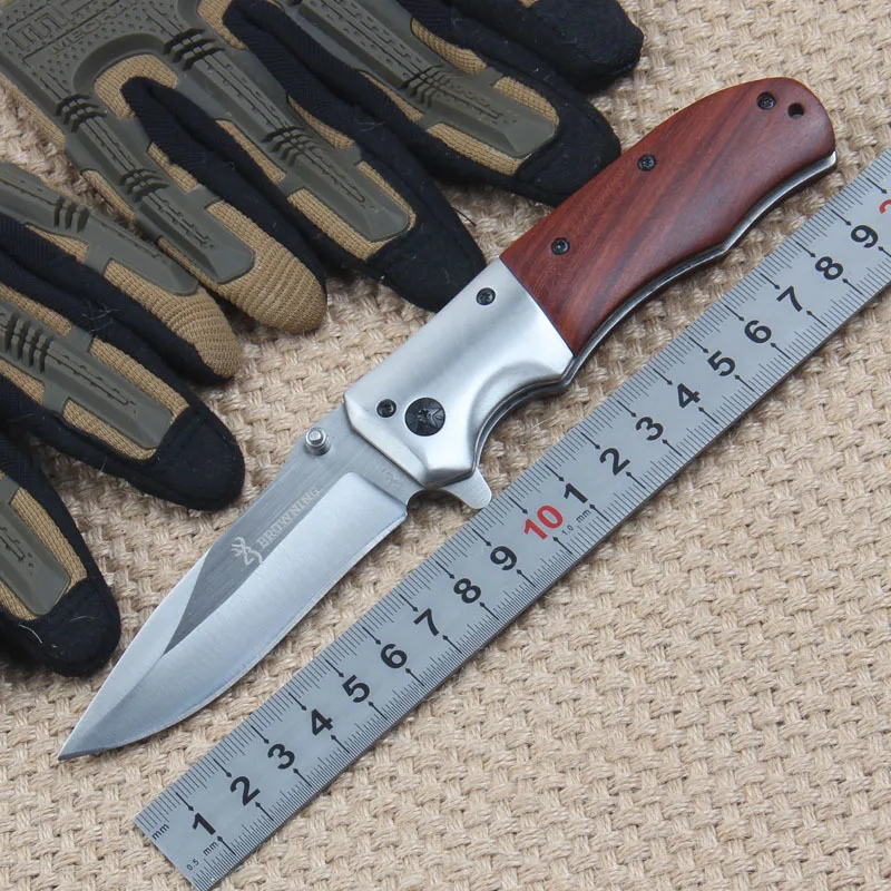 Baratos Nuevo cuchillo táctico plegable camping caza supervivencia bolsillo rescate cuchillo exterior edc herramientas de mano Acero inoxidable hoja mango de madera
