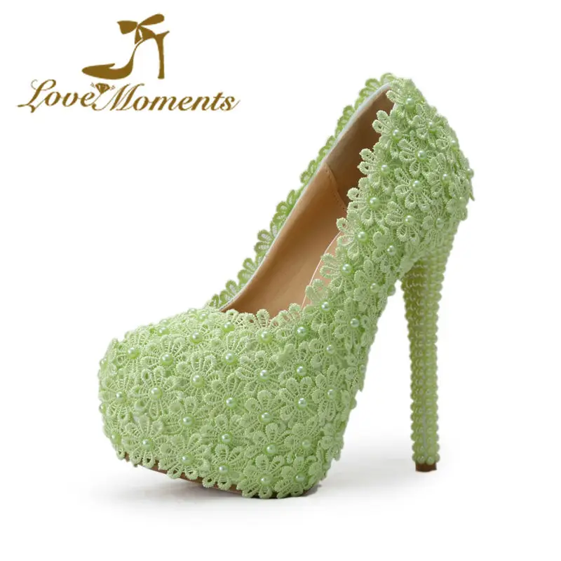 green wedding heels