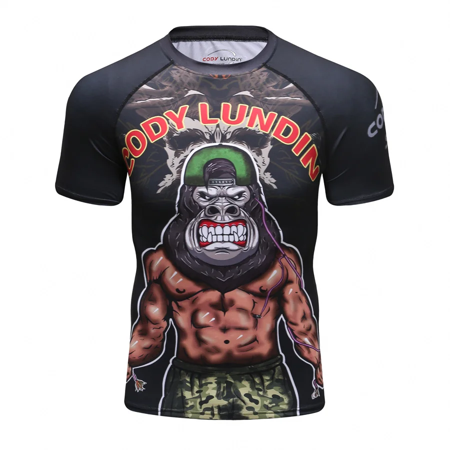 Новинка 2018 компрессионная рубашка Rashguard с коротким рукавом 3D принт BJJ Jiu футболка