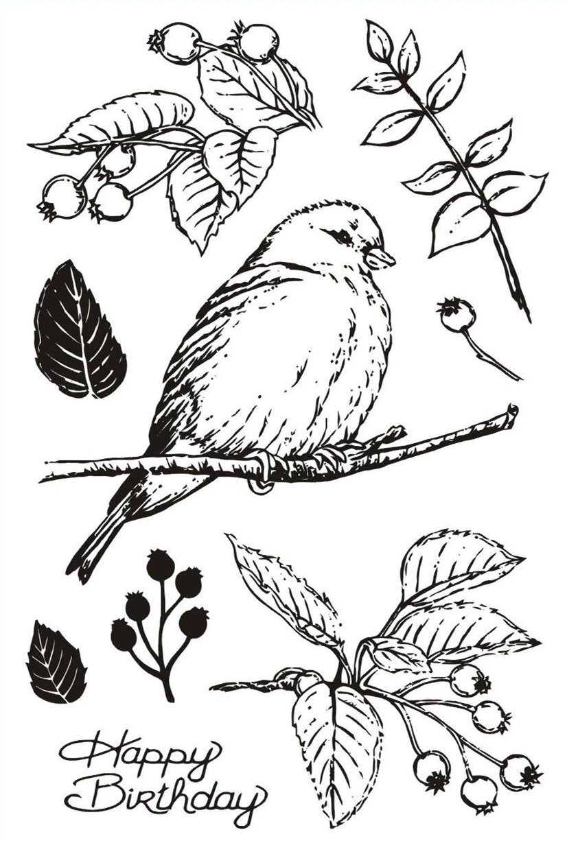 

CLEAR STAMP bird DIY Scrapbook Card album paper craft silicon rubber roller transparent stamps R89