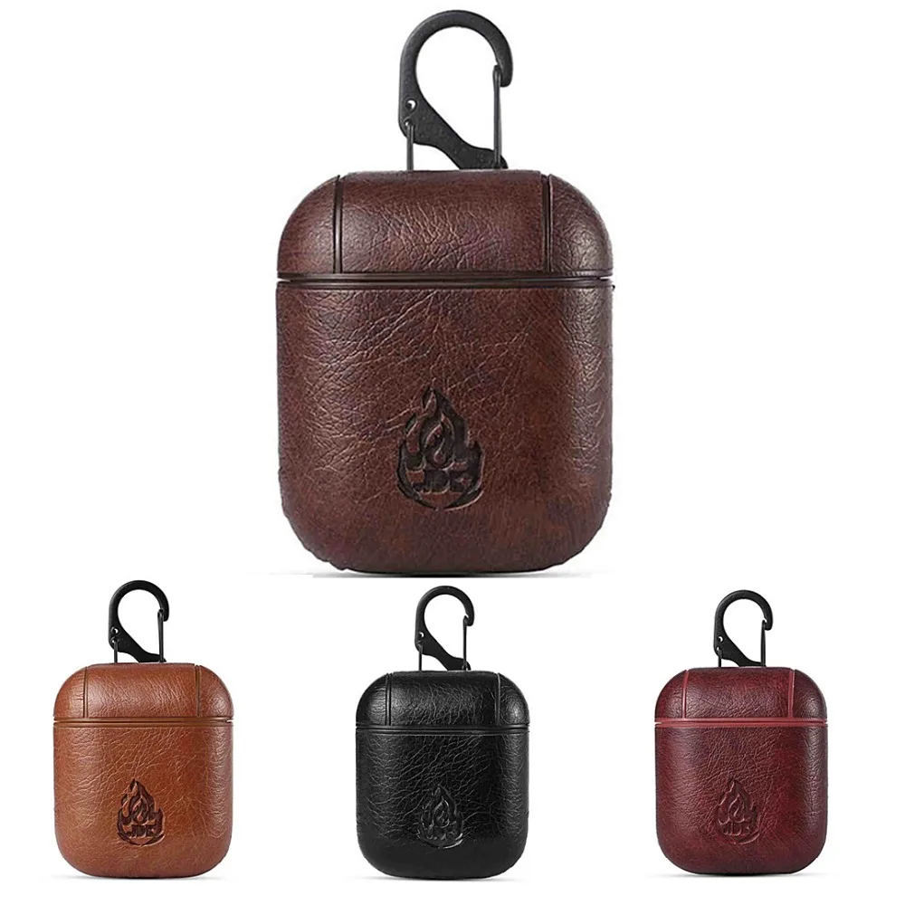 

Earphone Case For Airpods Protective Case Wireless Bluetooth Headset Box Charging Bag Genuine Leather Cover Shell For Airpods