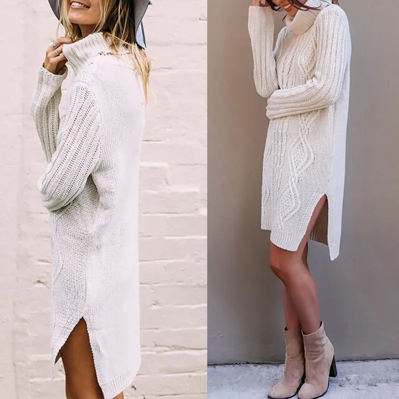 Helisopus Autumn Winter Women's Sweater Dress Warm Long Sweater Women Plus Size Female Pullover Knitted Sweater pull femme hiver Helisopus Autumn Winter Women's Sweater Dress Warm Long Sweater Women Plus Size Female Pullover Knitted Sweater pull femme hiver