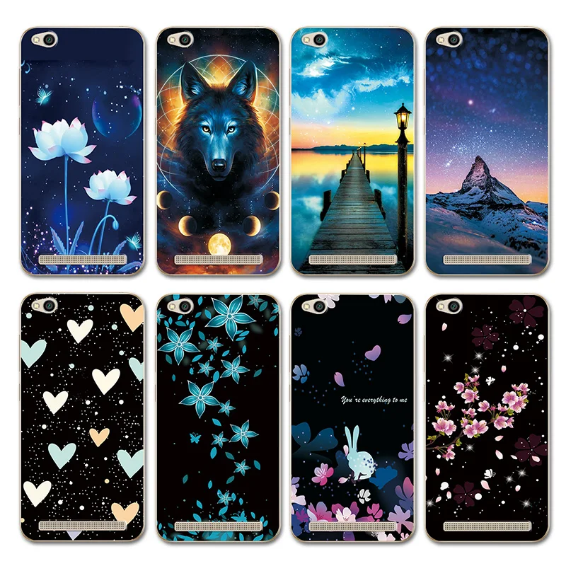 

For Xiaomi Redmi 5A 4A 5 Plus Case Cover Note 5A Pro Cute Heart Painted Case Redmi 3S Silicone Bags For Redmi 4 Note 4X 5Pro