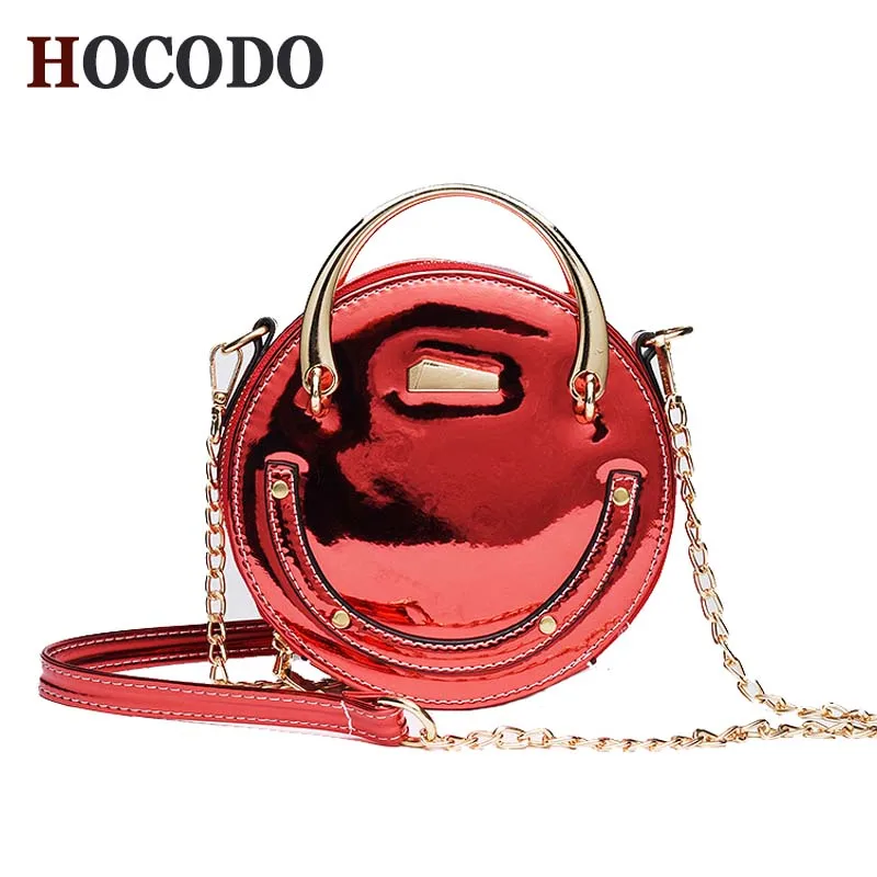 

HOCODO Fashion Women Messenger Bags Personality Laser Holographic Shoulder Bags Ladies Handbags Chain Mini Small Round Bag Sac