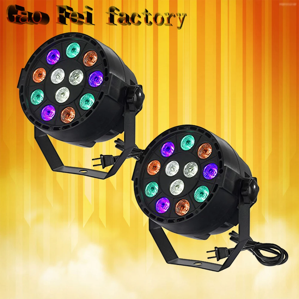 

Professional LED Stage Lights 12 LED RGBW LED DMX Stage Lighting Effect DMX512 Master-Slave flat LED Par light for DJ Disco Part