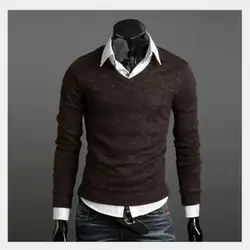 Осенний и зимний мужской свитер Новая Англия Ретро стиль хлопок тонкий свитер мужской v-образный вырез нижняя рубашка