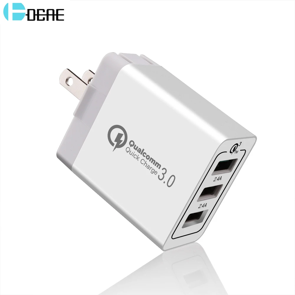 30W 3 USB Charger for iPhone 8/X Quick Charge 3.0 EU/US Plug Fast