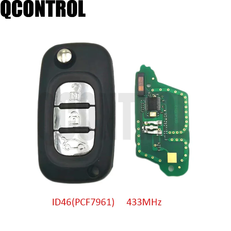 

QCONTROL 3 Buttons Car Remote Key Suit for Renault Scenic III Megane III Fluence 2009-2015 with ID46 pcf7961 chip and 433MHz