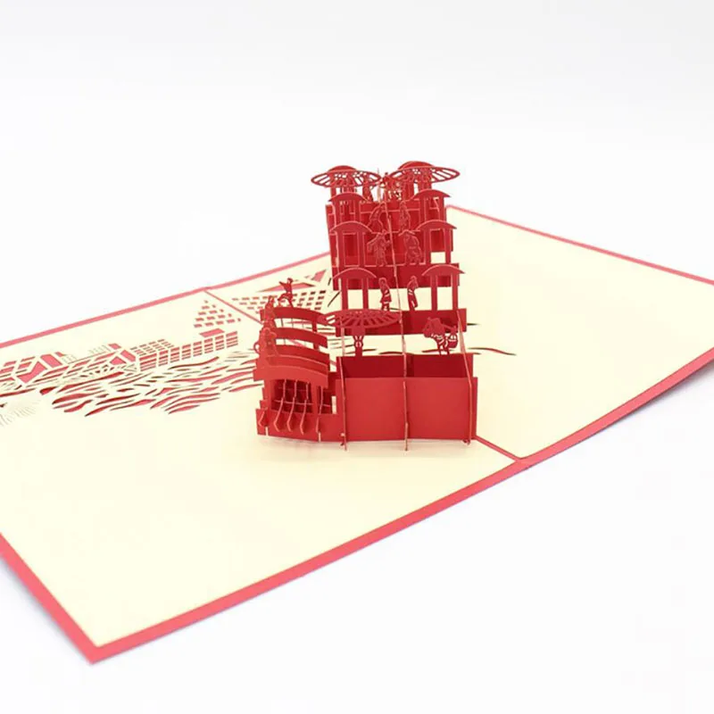 3D лазерная резка ручной работы Риверсайд Сцена на Qingming Фестиваль бумаги