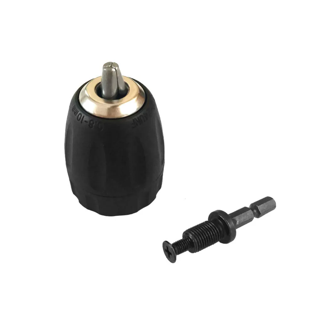 

Keyless Drill Chuck Clip Chuck Converter 0.8-10mm + 1/4" Quick Change Hex Shank Adaptor Drill Converter Power Tool Accessories