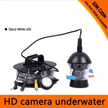 Free Shipping 30Meters Depth 360 Degree Rotative Underwater Camera with 12pcs of White or IR LED