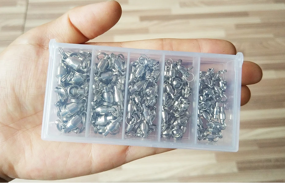Rolamento de Esferas Giratória com Anéis Conector de Giro de Pesca Kit de Pesca Infof Giratória Rachados - 2 3 4 5 Carpa Gancho Link 95-pieces 1 7 de esferas giratória com anéis rachados #1