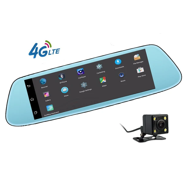 Best Price 4G 8" inch dual lens Car DVR Android 5.1 GPS Rear view mirror 16GB FHD 1080p Bluetooth WIFI Dash cam Camera Video Recorder 