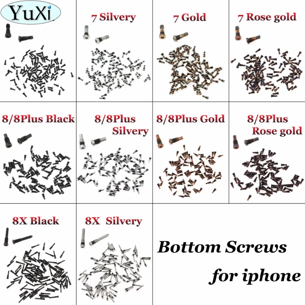 

YuXi 2pcs/lot Silvery Black Gold Torx Five Pointed Star Screw Pentacle Dock Bottom Connector Back Bolt For iPhone 8 8Plus 8X 7G