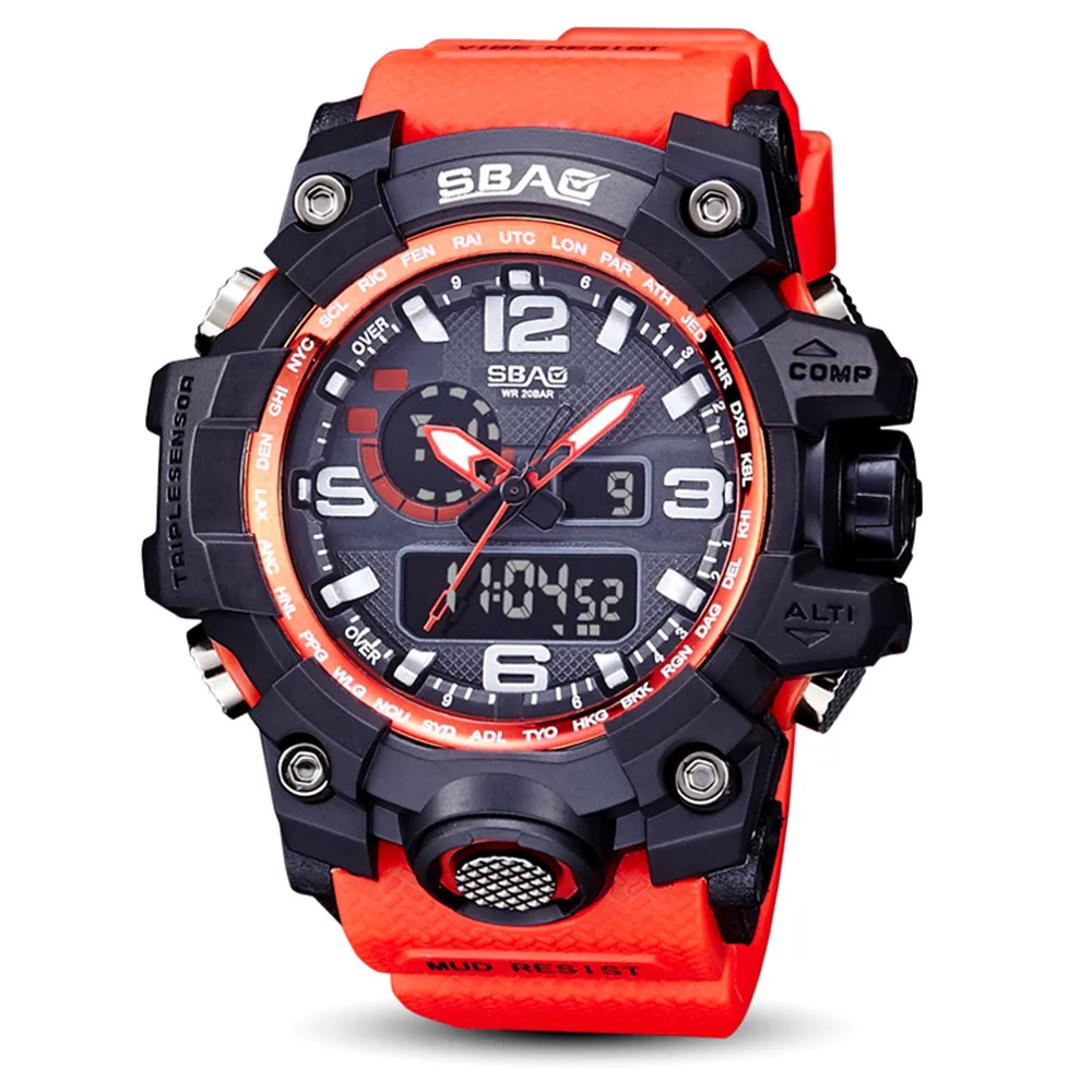 5001 SBAO часы светодиодный для мужчин водонепроницаемые спортивные часы шок цифровые электронные montre homme Новое поступление горячая распродажа - Цвет: Red