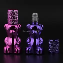 12 мл Стекло ролик духи Бутылочки розовый, фиолетовый пустой рулон на бутылке медведь Форма косметические многоразового контейнеры