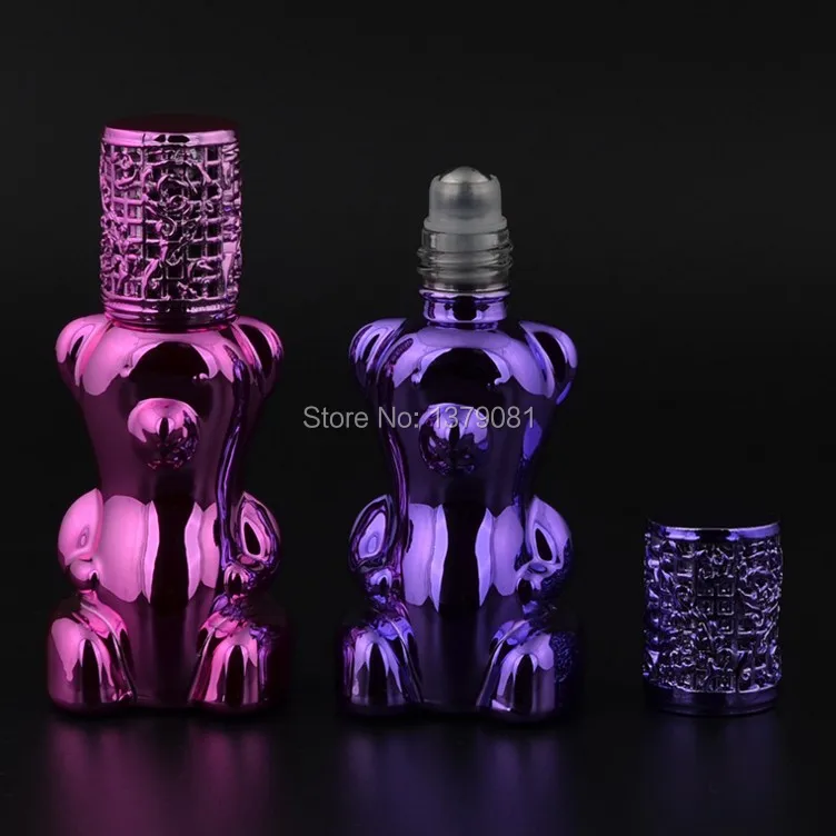 12ml Glass Roller Perfume Bottles Pink,Purple Empty Roll on bottle Bear
