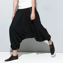 Новинка года мужская одежда стилист заниженным шаговым швом Брюки для девочек свободные в стиле хип-хоп штаны-шаровары Большие размеры Ботильоны-Длина Брюки для девочек певица костюмы