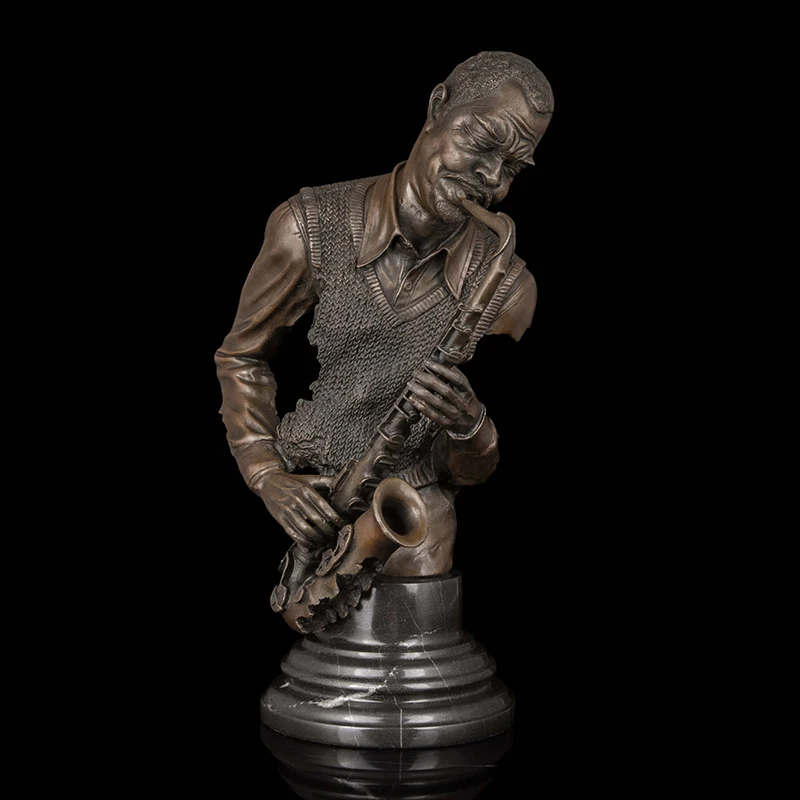 Украшение отеля Бронзовая статуя человек играя саксофон статуя скульптура для домашнего декора статуя