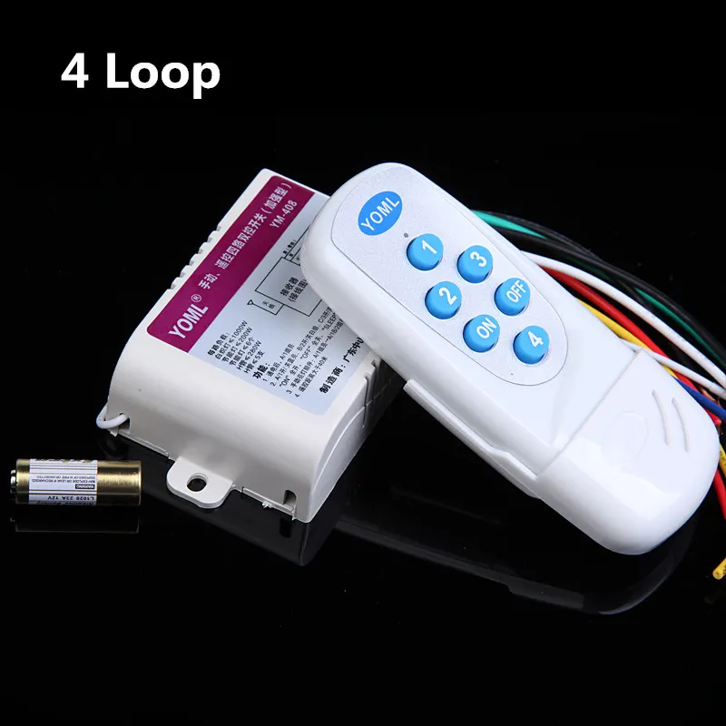 

High quality 4 loops wireless remote control switch segmentation device signal can through the wall LED lights ceiling lamps