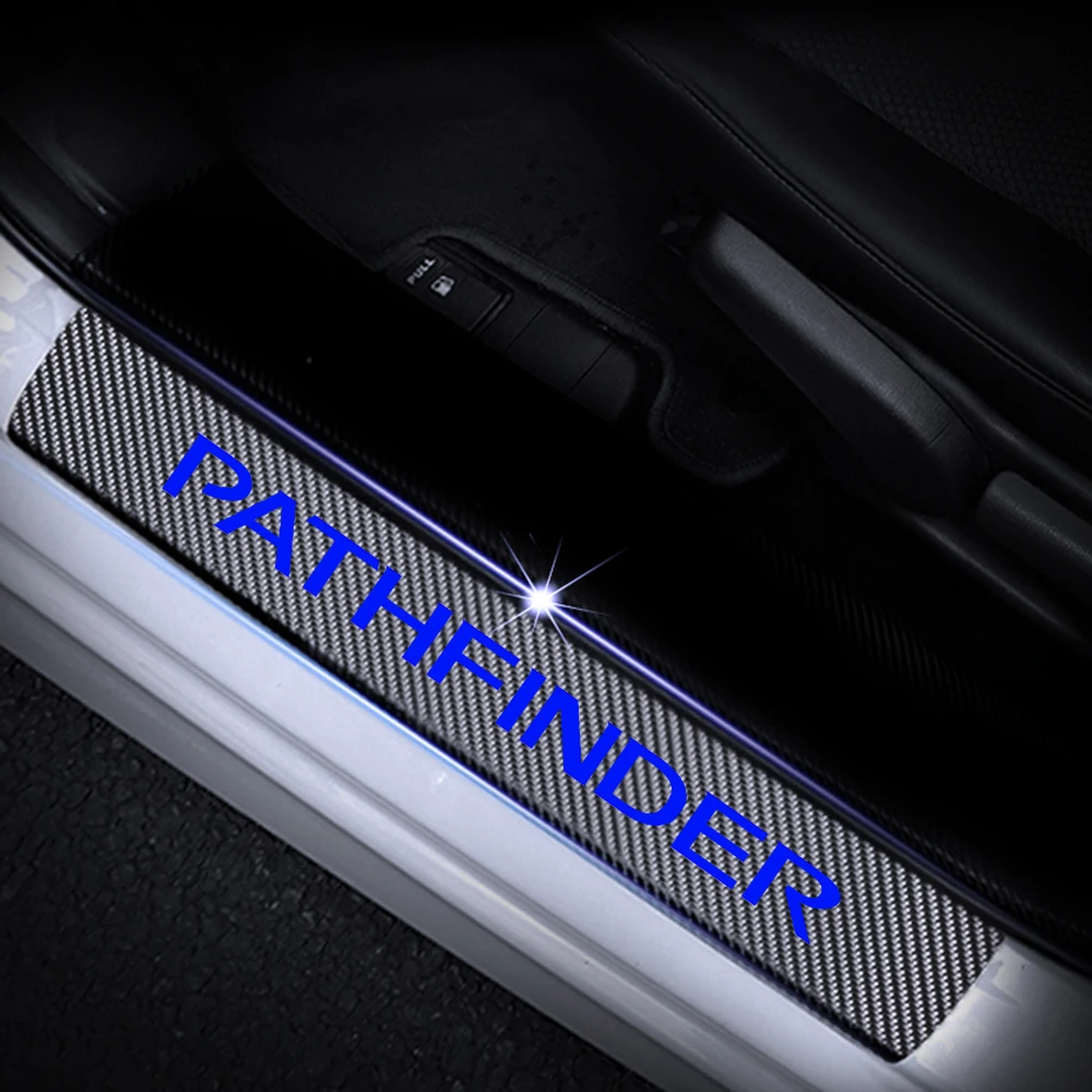 4Pcs Carbon Fiber Car Protector Scuff Plate Door Sill Guard Car Sticker For Nissan PATHFINDER Inter