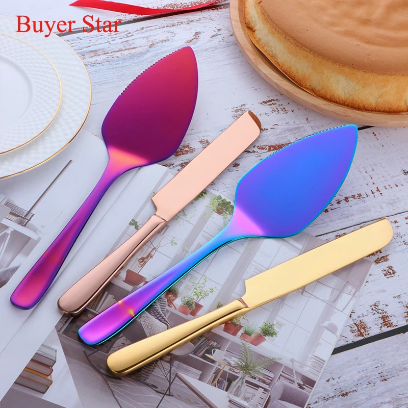 1Pc Gold/Rose Gold Stainless Steel Cake Shovel Knife Pie Pizza Cheese Server Cake Divider knives Baking Tools New 30cm