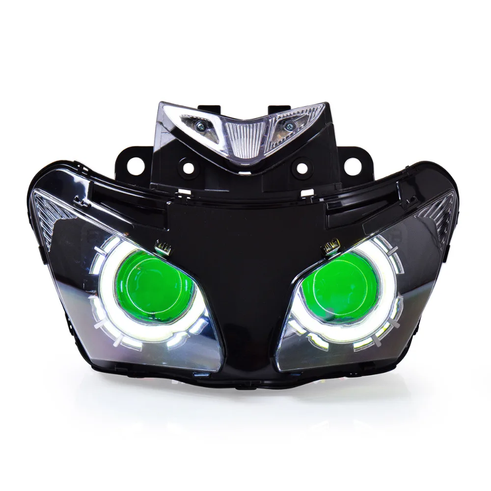 KT Headlight for Honda CBR500R 2013 2015 LED Angel Eye Green Demon Eye Motorcycle HID Projector