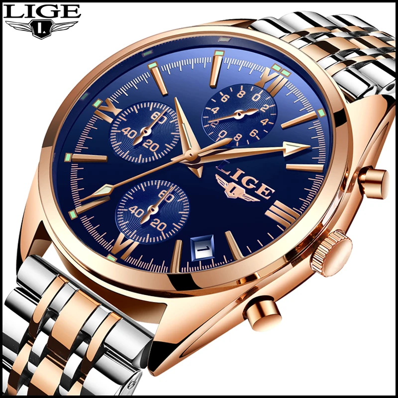 

2018 LIGE Men Top Luxury Brand Casual Stainless steel gift Men Sports Watches Waterproof square Quartz Watch Relogio Masculino