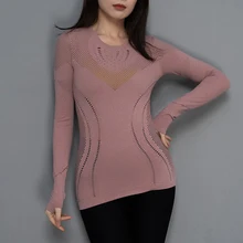 Женские тугие рубашки для спортзала одежда для фитнеса растягивается бесшовный топ для йоги спортивная одежда спортсмена женский спортивный топ рубашки для тренировки Топ для бега