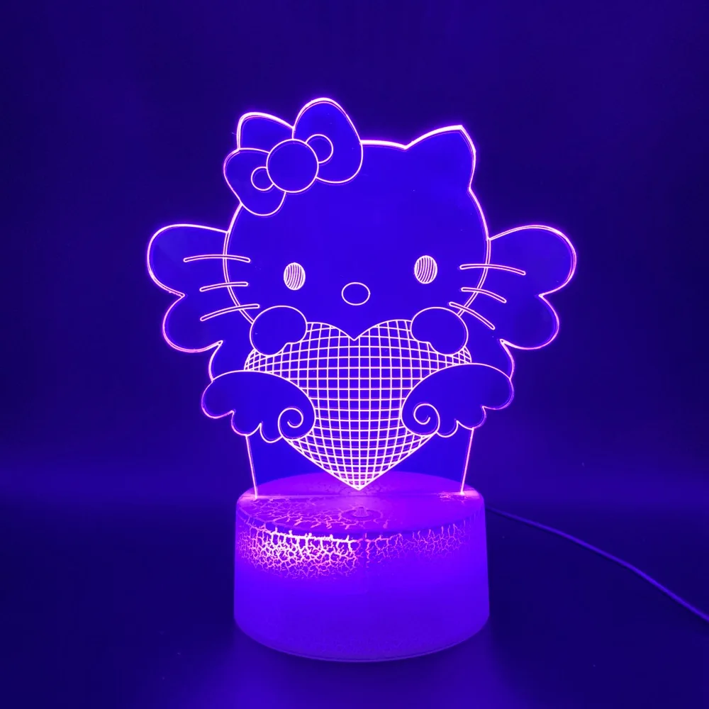 3d Led Night Light Lamp Cute Hello Kitty Nightlight for Baby Bedroom