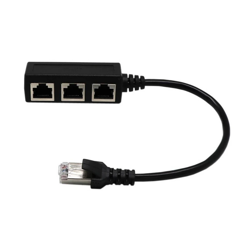 Mayitr 1pc 1 to 3 Socket LAN Plug Splitter Black ABS RJ45 Extender Connector Adapter for Ethernet Network
