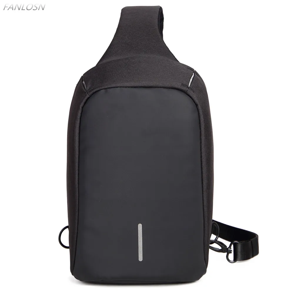 

FANLOSN 2018 New Men Crossbody Bag Business Shoulder bag High Capacity Chest Bag USB Recharging Design 9.7 inch Ipad Fashion